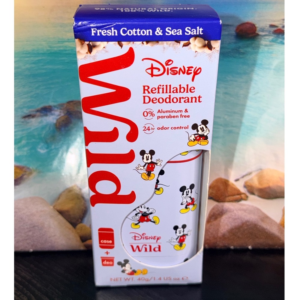 Wild Disney Mickey Mouse Refillable Deodorant Fresh Cotton & Sea Salt Starter PK